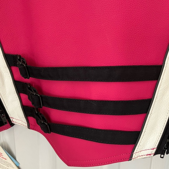 NWT. Joe Rocket Ladies Pink and Black Leather Aura Jacket. Size large. - Picture 8 of 12